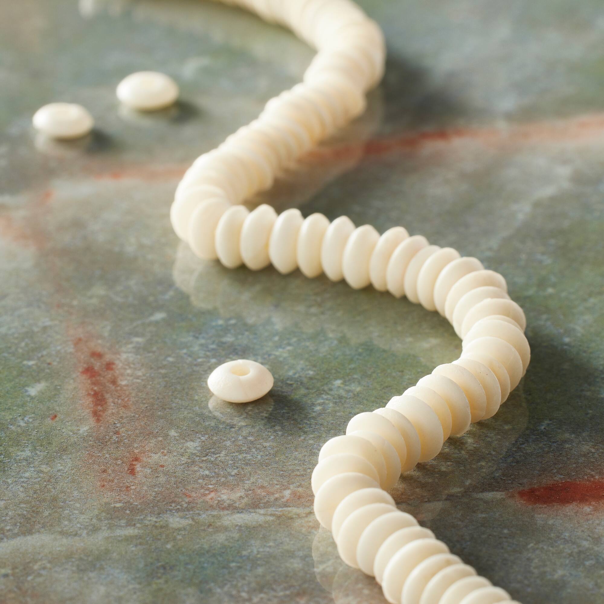 Natural White Bone Rondelle Beads by Bead Landing®